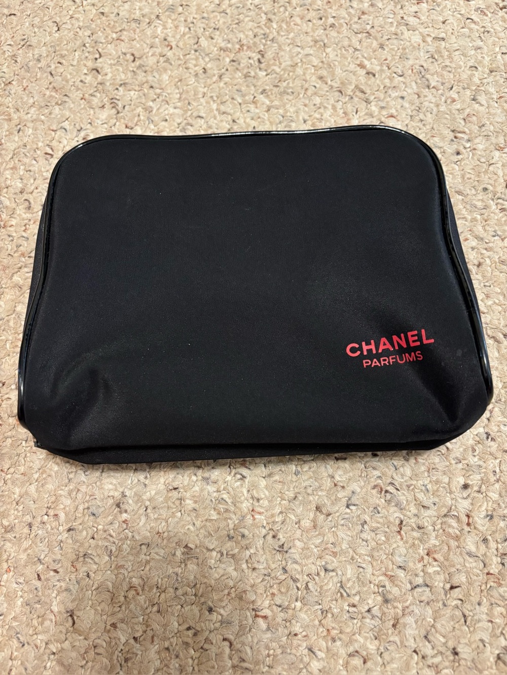 CHANEL BLACK RED PARFUM TRAVEL BAG MAKE UP TOILETRIES ETC GUC AUTHENTIC